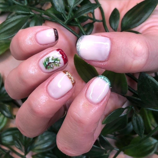 Exquisite Glitter French Tip Nails On Girl