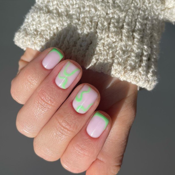 Exquisite Green French Tip Nails On Girl