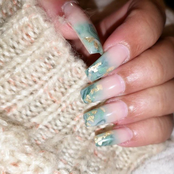 Exquisite Green Ombre Nails On Girl