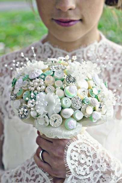 Exquisite Green White Shiney Bouquet Ideas Wedding