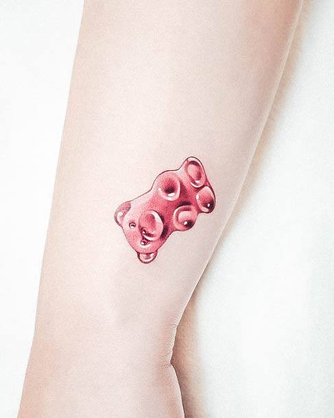 Exquisite Gummy Bear Tattoos On Girl