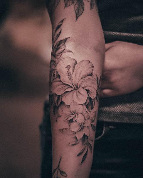 Exquisite Hibiscus Tattoos On Girl