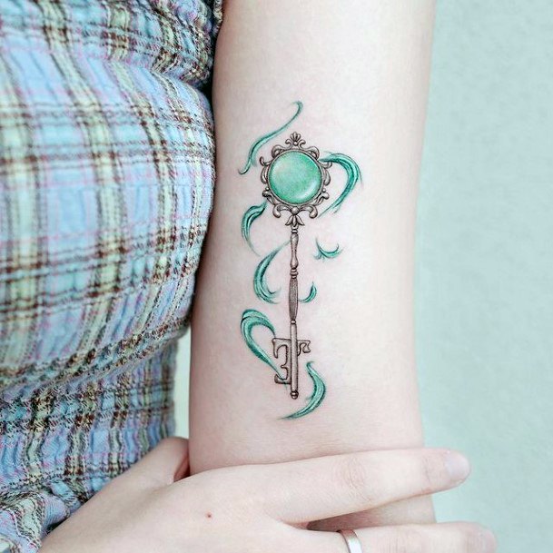 Exquisite Key Tattoos On Girl