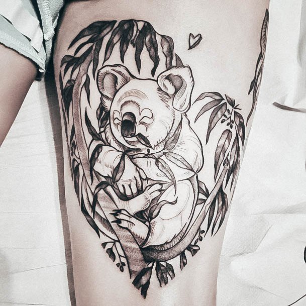 Exquisite Koala Tattoos On Girl