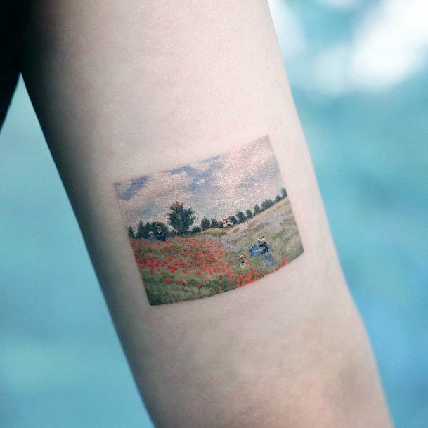 Exquisite Landscape Tattoos On Girl