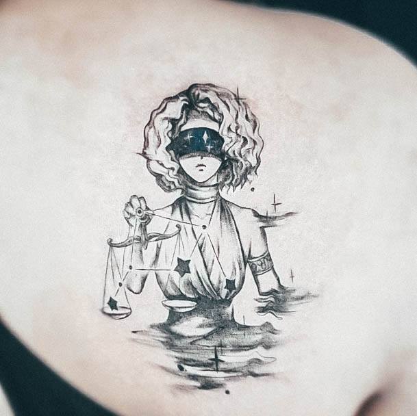 Exquisite Libra Tattoos On Girl Back