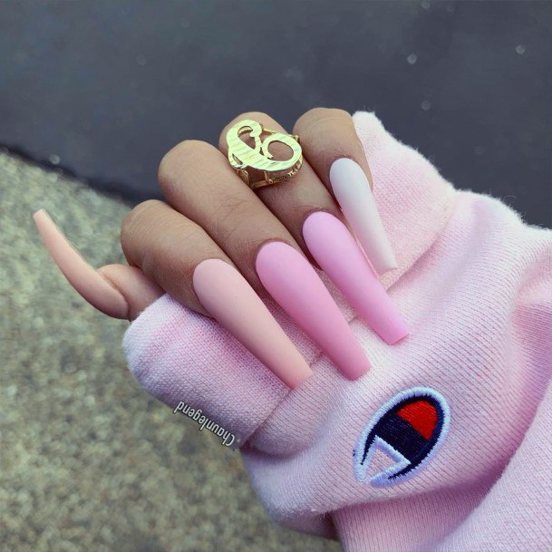 Exquisite Long Pink Nails On Girl