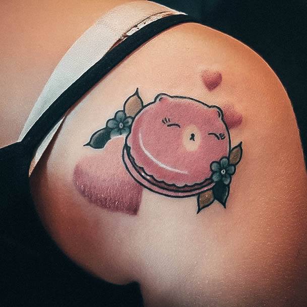 Exquisite Macaron Tattoos On Girl