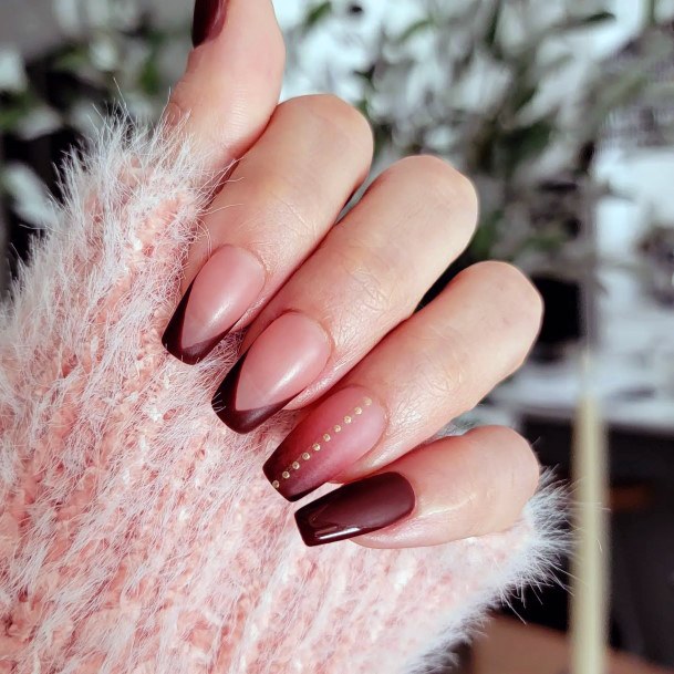 Exquisite Matte Maroon Nails On Girl