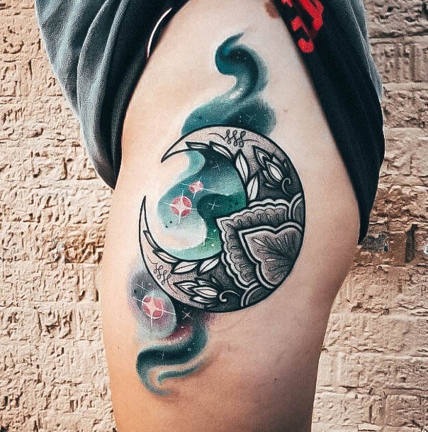 Exquisite Moon Tattoos On Girl