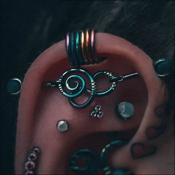 Exquisite Multi Colored Swirl Unique Hoop Industrial Opal Cartilage Ear Piercing Ideas For Women