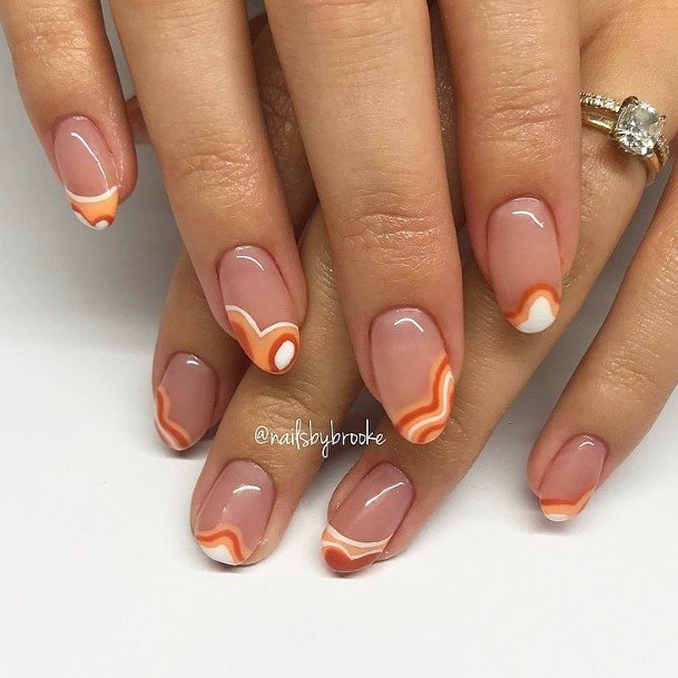 Exquisite Orange French Tip Nails On Girl