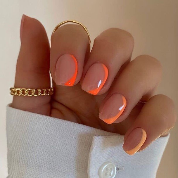 Exquisite Orange Ombre Nails On Girl