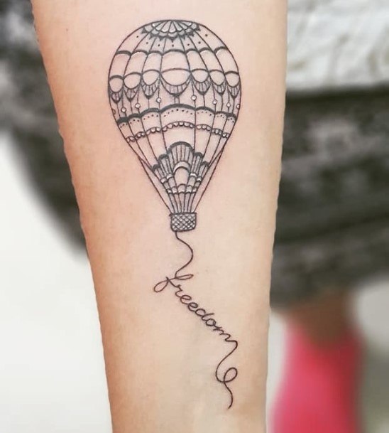 Exquisite Parachute Skydiving Tattoos On Girl