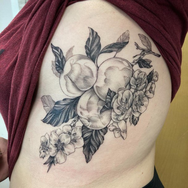 Exquisite Peach Tattoos On Girl