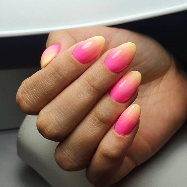 Exquisite Pink Ombre Nails On Girl