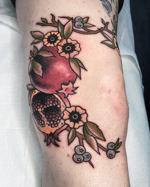 Exquisite Pomegranate Tattoos On Girl