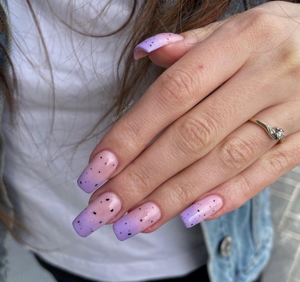 Exquisite Purple Ombre Nails On Girl