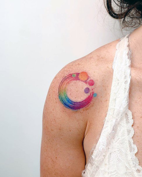 Exquisite Rainbow Tattoos On Girl