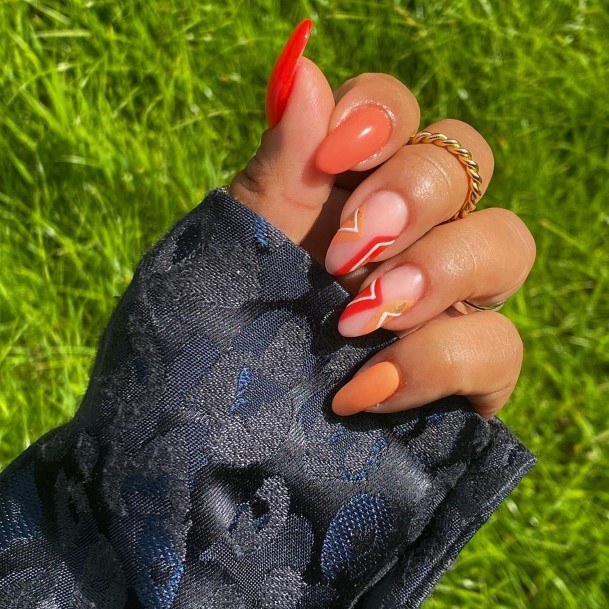 Exquisite Red And Nude Nails On Girl