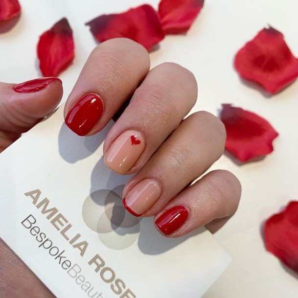 Exquisite Red French Tip Nails On Girl