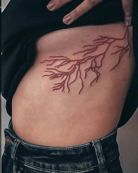 Exquisite Red Ink Tattoos On Girl