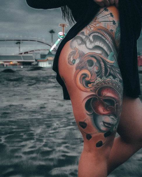 Exquisite Rollercoaster Tattoos On Girl