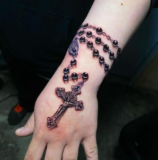 Exquisite Rosary Tattoos On Girl