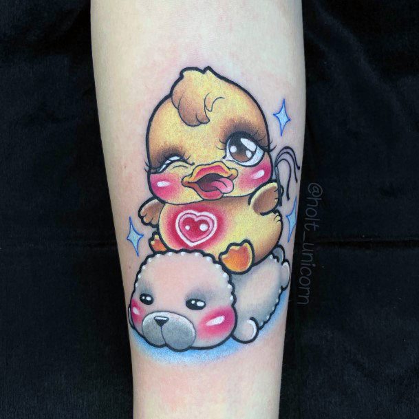 Exquisite Rubber Duck Tattoos On Girl