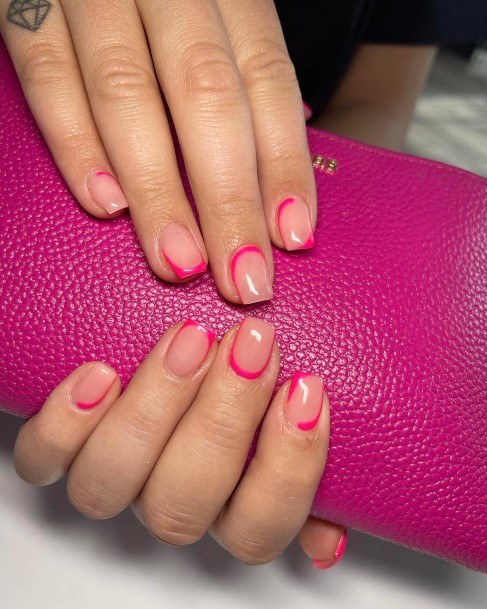 Exquisite Short Pink Nails On Girl