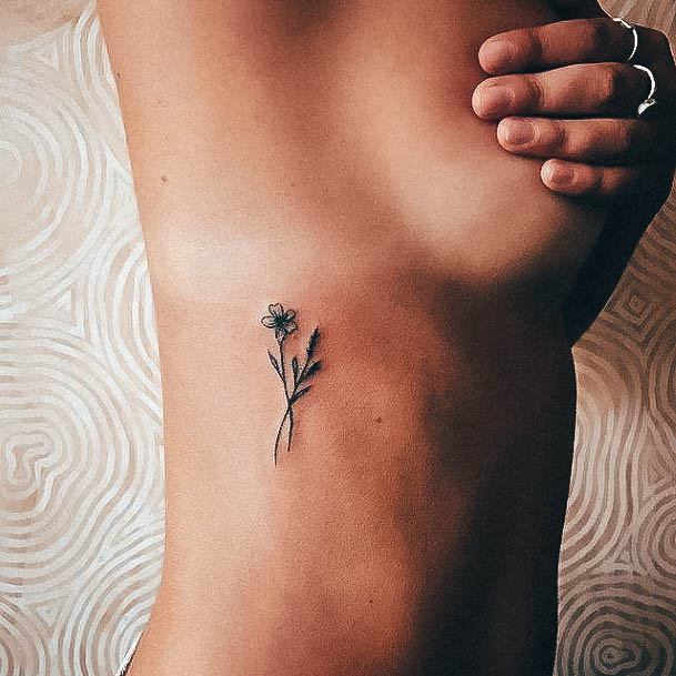 Exquisite Simple Flower Tattoos On Girl