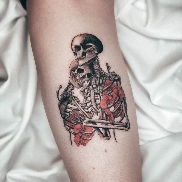 Exquisite Skeleton Tattoos On Girl