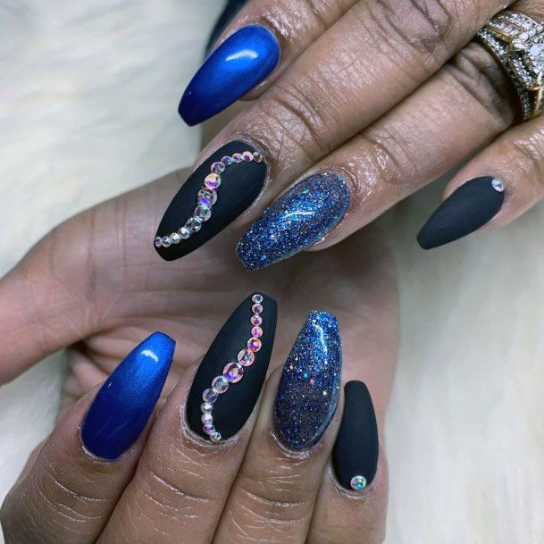 Top 50 Best Black And Blue Nails For Women - Cool Design Ideas