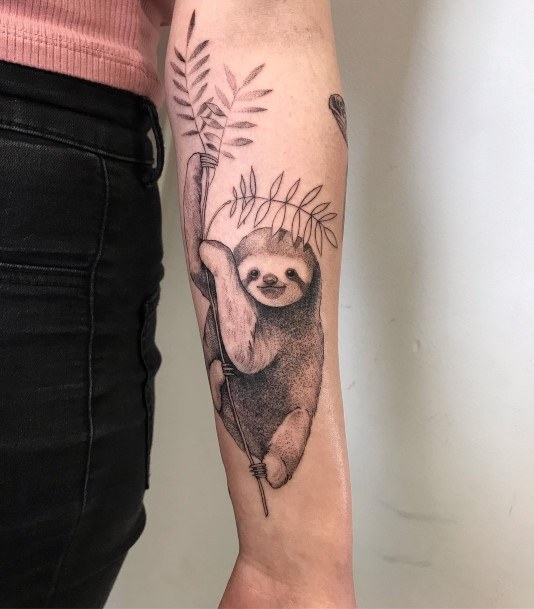 Exquisite Sloth Tattoos On Girl