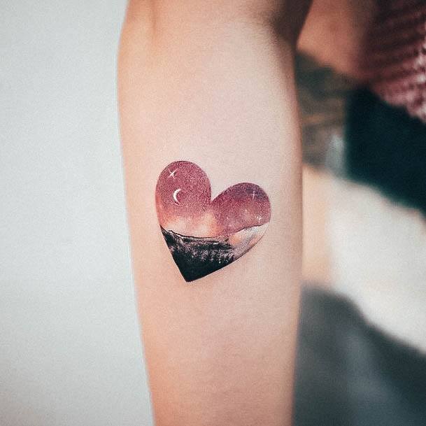 Exquisite Small Heart Tattoos On Girl