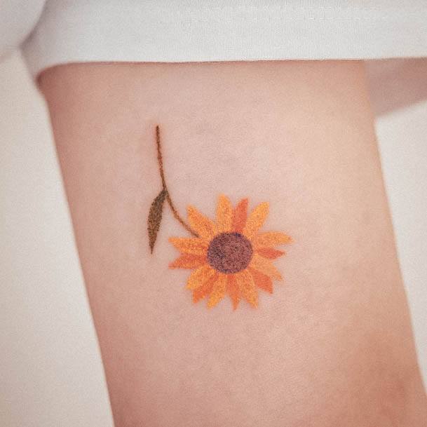 Exquisite Small Sunflower Tattoos On Girl