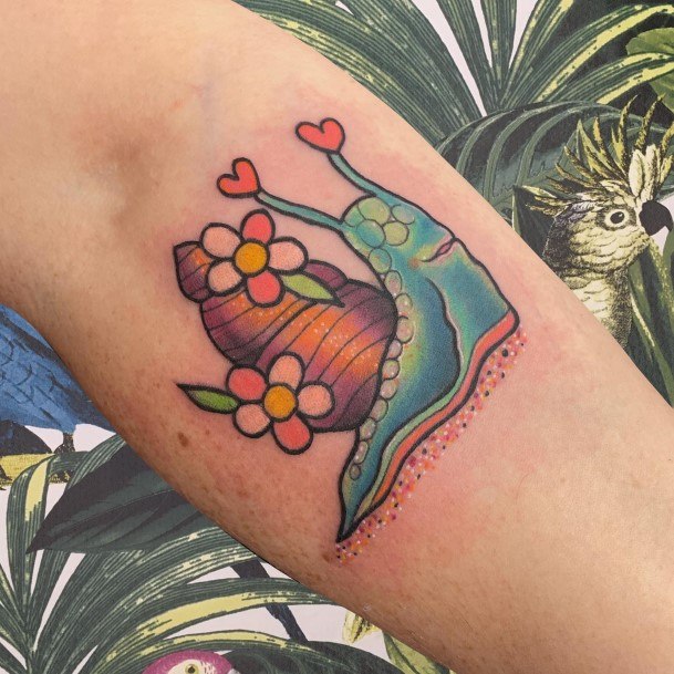 Exquisite Snail Tattoos On Girl