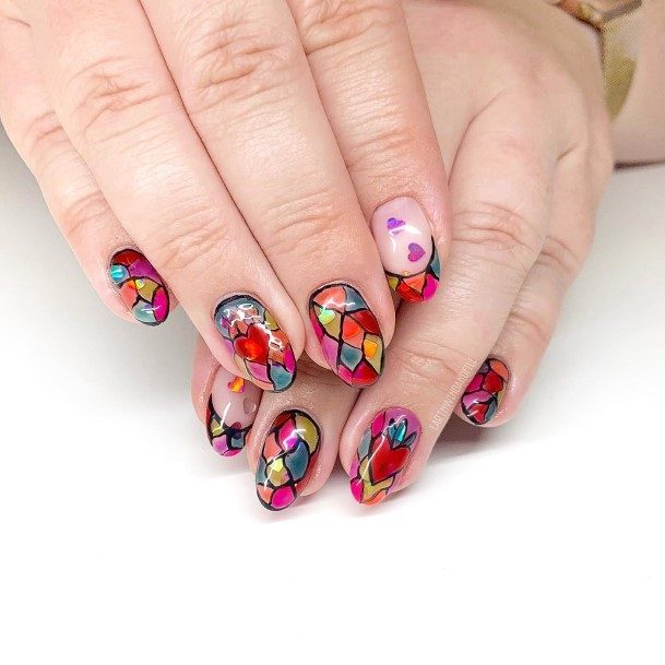 Exquisite Stained Glass Nails On Girl