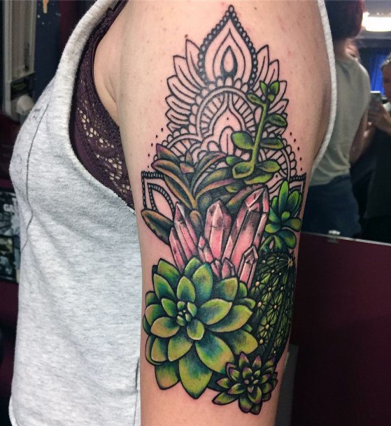 Exquisite Succulent Tattoos On Girl