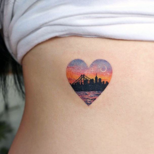 Exquisite Sunset Sunrise Tattoos On Girl