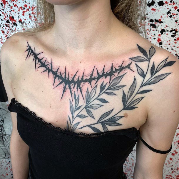 Exquisite Thorns Tattoos On Girl