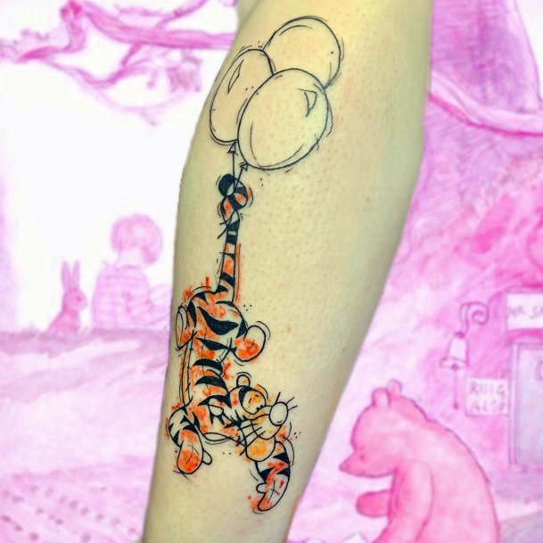 Exquisite Tigger Tattoos On Girl