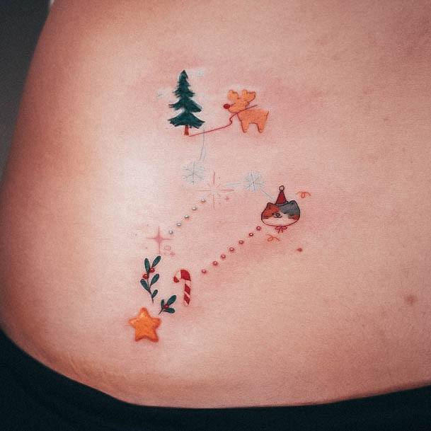 Exquisite Tiny Tattoos On Girl Stomach