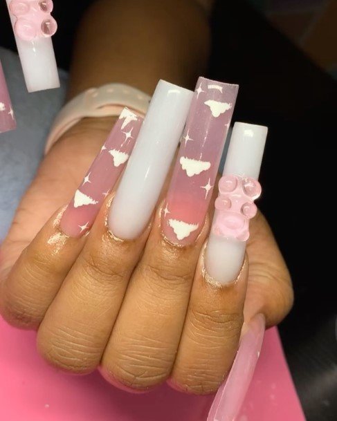 Exquisite Translucent Pink Nails On Girl