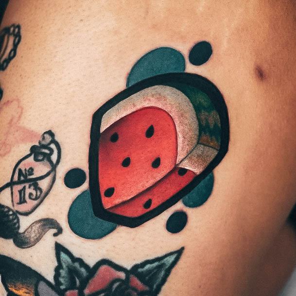 Exquisite Watermelon Tattoos On Girl