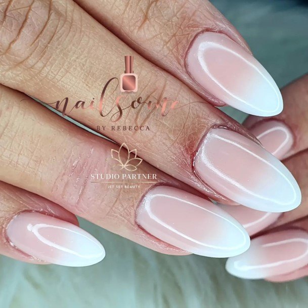 Exquisite White Almond Shaped Nails On Girl