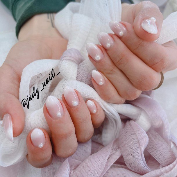 Exquisite White Ombre Nails On Girl