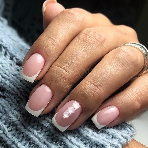 Exquisite White Prom Nails On Girl