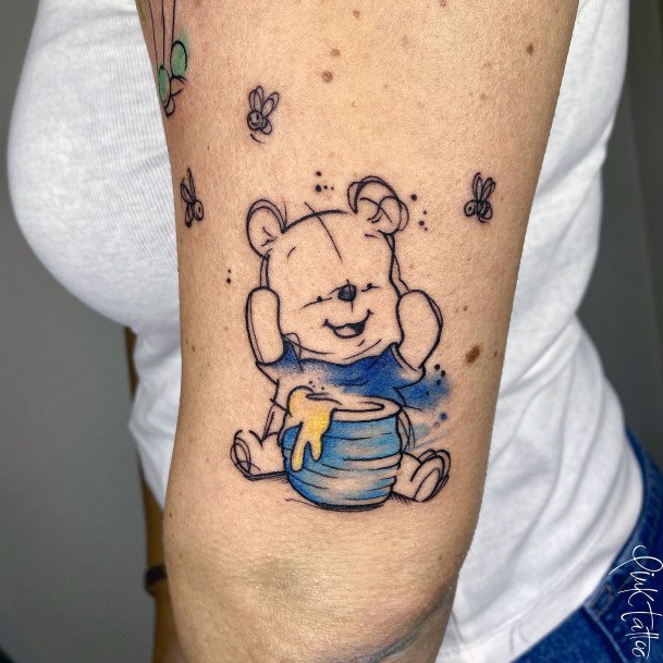 Exquisite Winnie The Pooh Tattoos On Girl