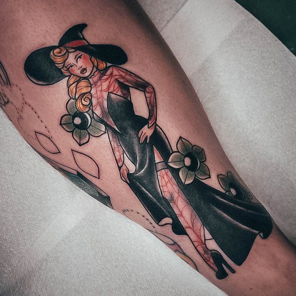 Exquisite Witch Tattoos On Girl